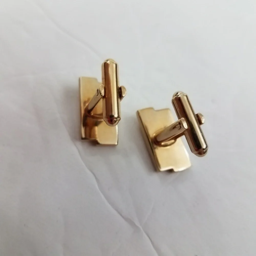 Hickok‎ Cufflinks Gold Tone Rhinestone Mid Century
